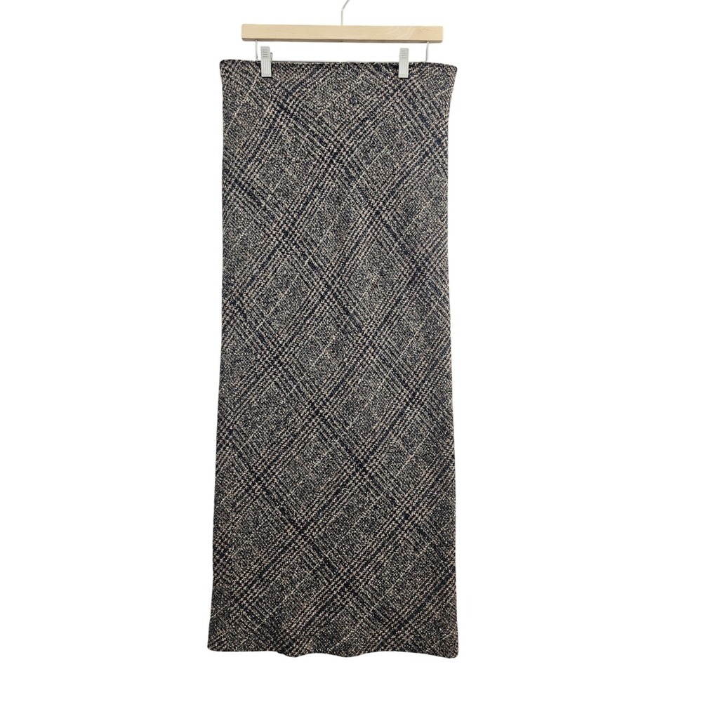 Sand Copenhagen Wool Skirt Womens 10 Camel Multi Tweed Plaid Maxi Pencil Slit NW